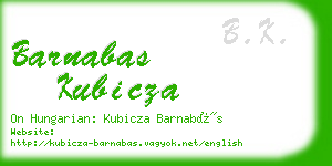 barnabas kubicza business card